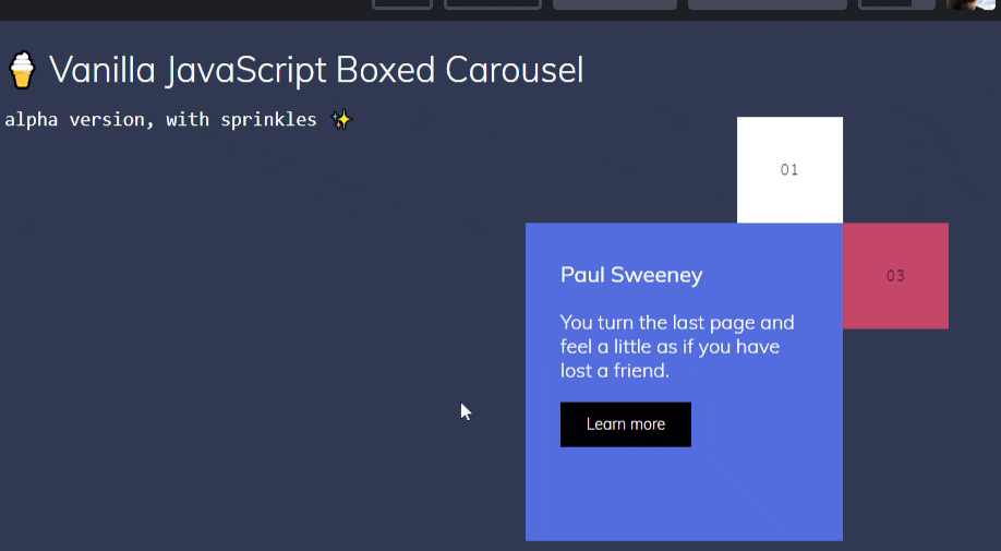 JavaScript Boxed Carousel with Progress Indicator getButterfly