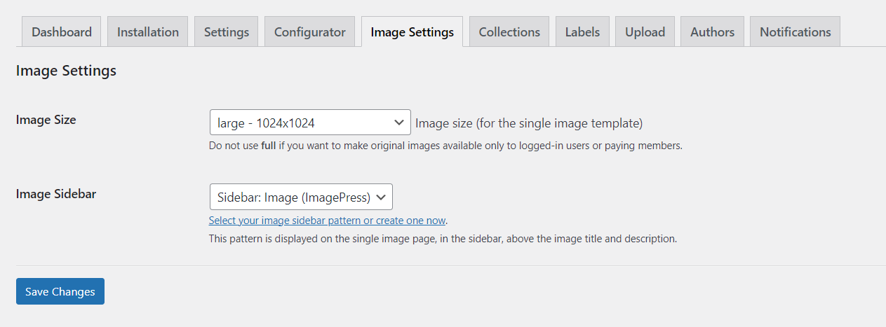 ImagePress - Image Settings