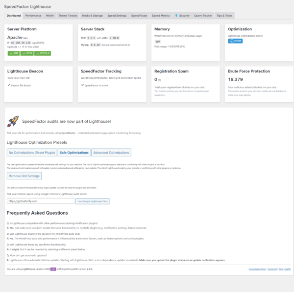 Lighthouse – WordPress Performance & Security Plugin – getButterfly
