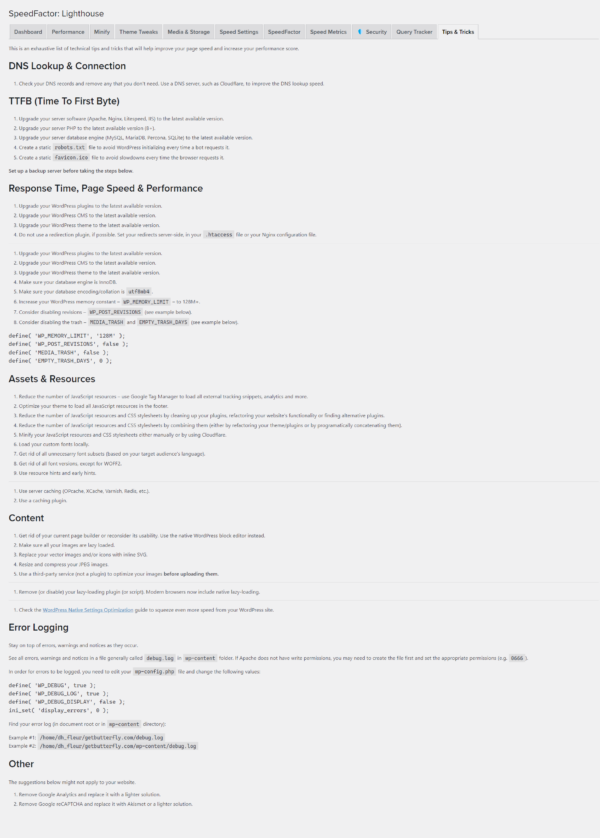 Lighthouse – WordPress Performance & Security Plugin – getButterfly
