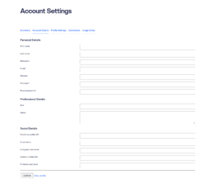 ImagePress - Front-end Profile Editor - Account Settings